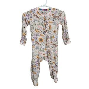 Magnetic Me Ruffle Sleeper Baby Girl 0-3 Months Floral Deer Fox Footies Pajamas